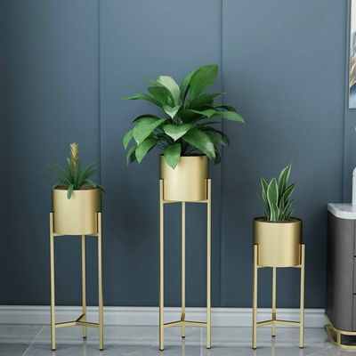 Anti Corrosion Gold Single Tier H75cm Metal Flower Stand