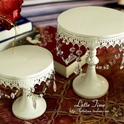 Golden 16cm Height Metal Wedding Cake Stand , Anti Rust Wedding Cake Plate